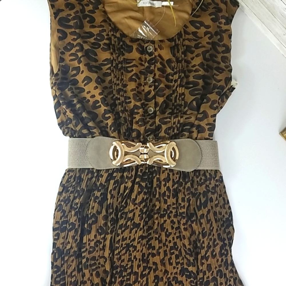 Blu Pepper, Animal Print dress, round neck, Super Cute, Sz S - Picture 3 of 9